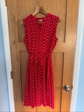 Nanette Lepore Red Polka Dot Tie-Waist Dress